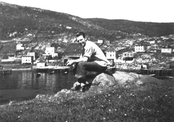 443: Bob Ferris overlooking Red Island harbour. (circa 1952)  - husband of Cede McCarthy